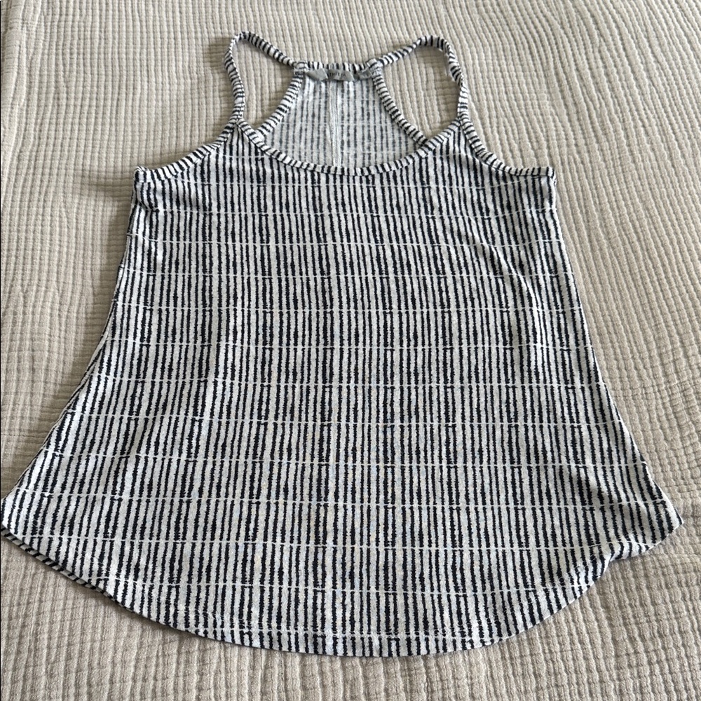 Athleta Printed Breezy Cami Striped Navy/White Zen Size S